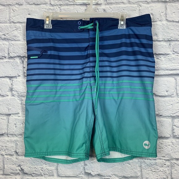 Vineyard Vines Mens Blue Green Board Water‎ Shorts Swimwear Shorts Striped 33 - Picture 1 of 7